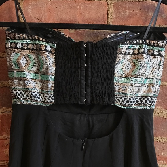 🛑 NOT FOR SALE: Turquoise metallic sequined strapless dress, NWT - Picture 4 of 6